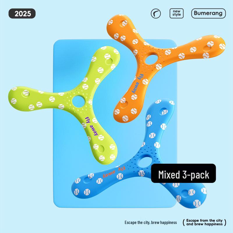 Детский мягкий трехлопастной бумеранг фрисби - Интерактивная игрушка для спорта и развлечений на открытом воздухе