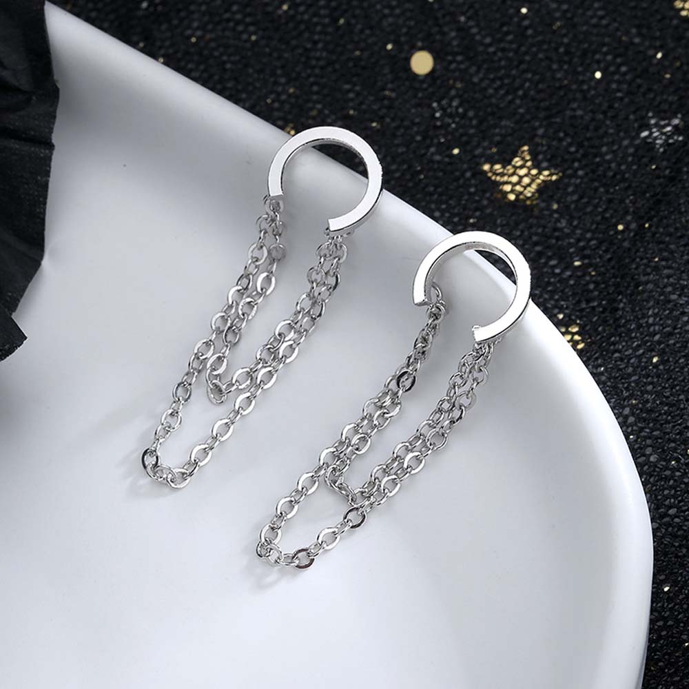 Korean Chain Tassel No Pierced Round Circle Ear Clip Ear Cuff Fashion Jewelry Clip Earrings