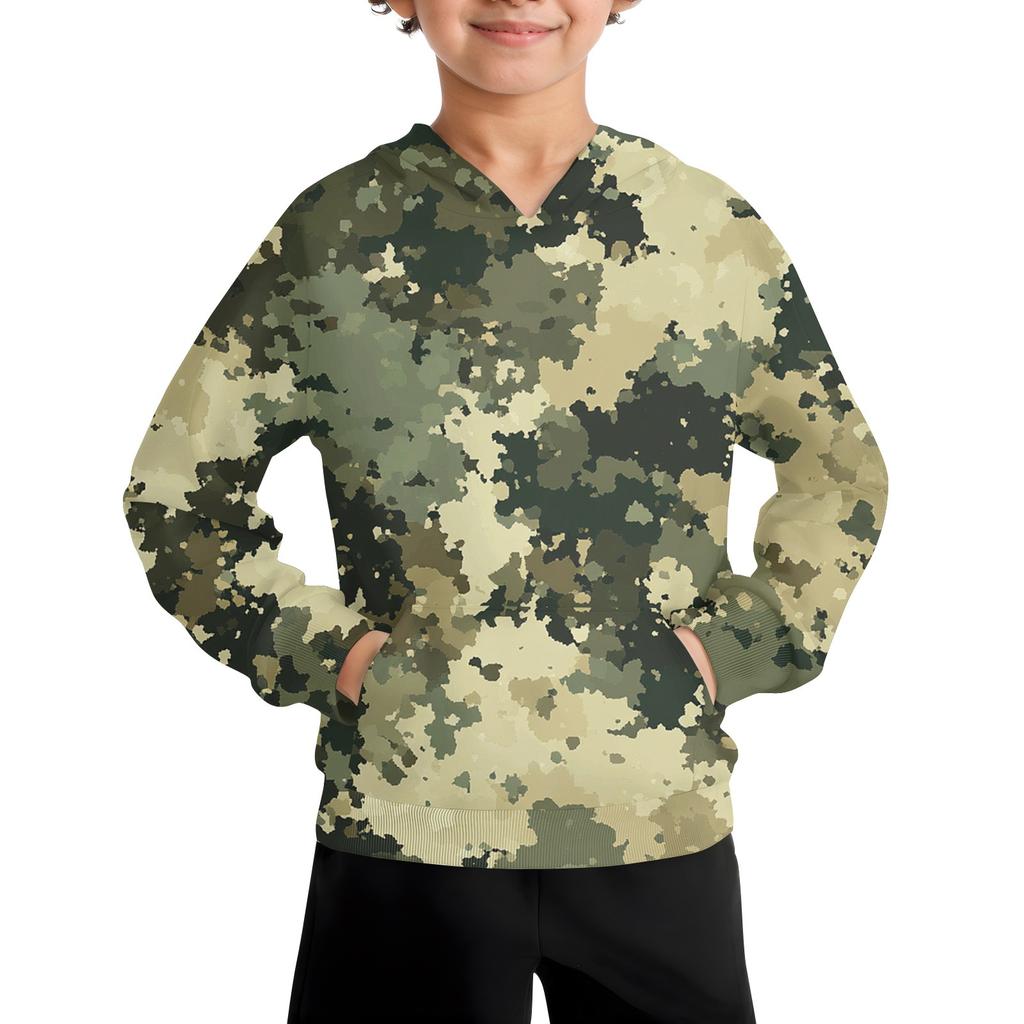 Boys Casual Fashion Long Sleeve Hooded Pocket Sweatshirt