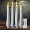 2/4/6 Pack Ghost Taper Candles Battery Operated Flameless Taper Candles with Remote and Timer Halloween Dinner Decoration Indoor
