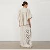 Женский весенне-летний модный комплект из хлопковых и конопляных брюк с принтом, винтажная рубашка с откидными рукавами и откидным воротником, плиссированные широкие брюки, комплект