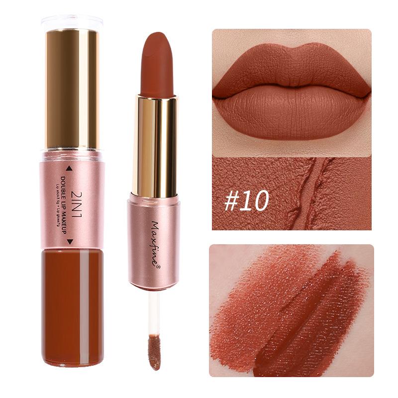 2 в 1 матовая помада, стойкие блески для губ, высокопигментированная цветная водостойкая стойкая помада для женщин и девушек 01