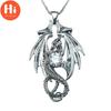 Привет резное трехмерное ожерелье с драконом Яркие ювелирные изделия с бриллиантами Мифические животные Аксессуары в стиле хип-хоп