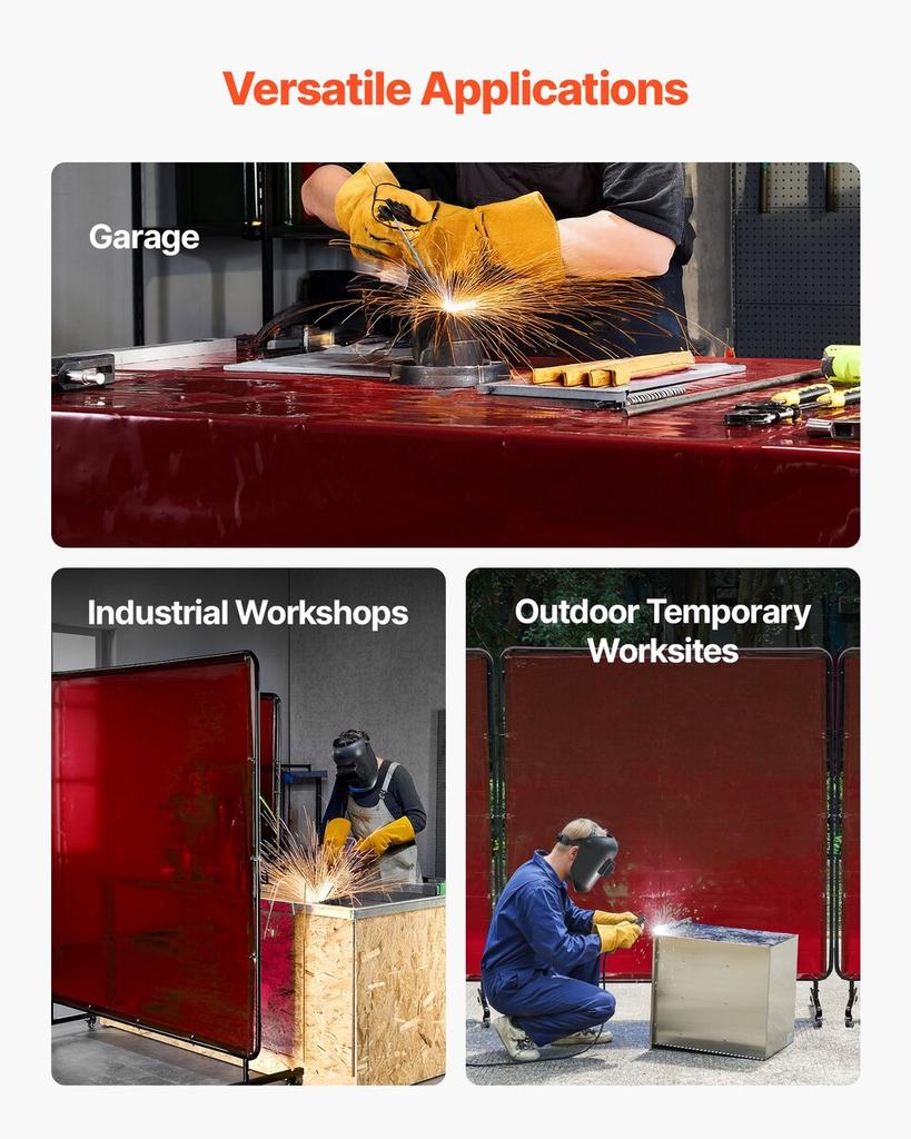 2PCS Welding Curtains, 1.74 x 2.34m Welding Screen Curtain, Flame-Resistant Vinyl Safety Protective Screen with 6-Level UV Protection & Hanging Holes,
