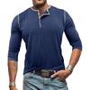 Новая мужская футболка-henley с длинным рукавом; повседневная мужская футболка с круглым вырезом