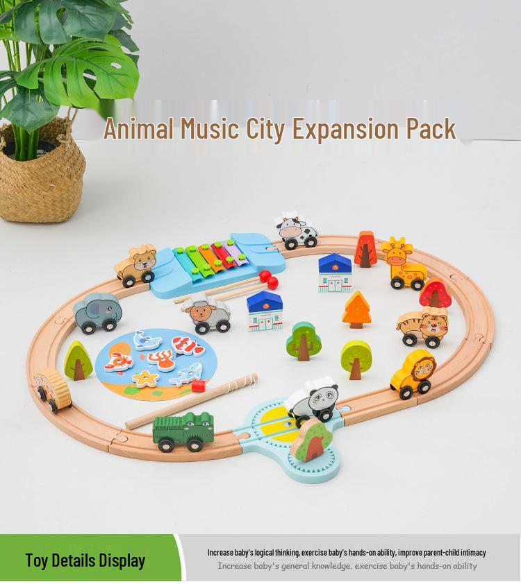 Wooden Electric Train Track Building Blocks - Compatible with Thomas