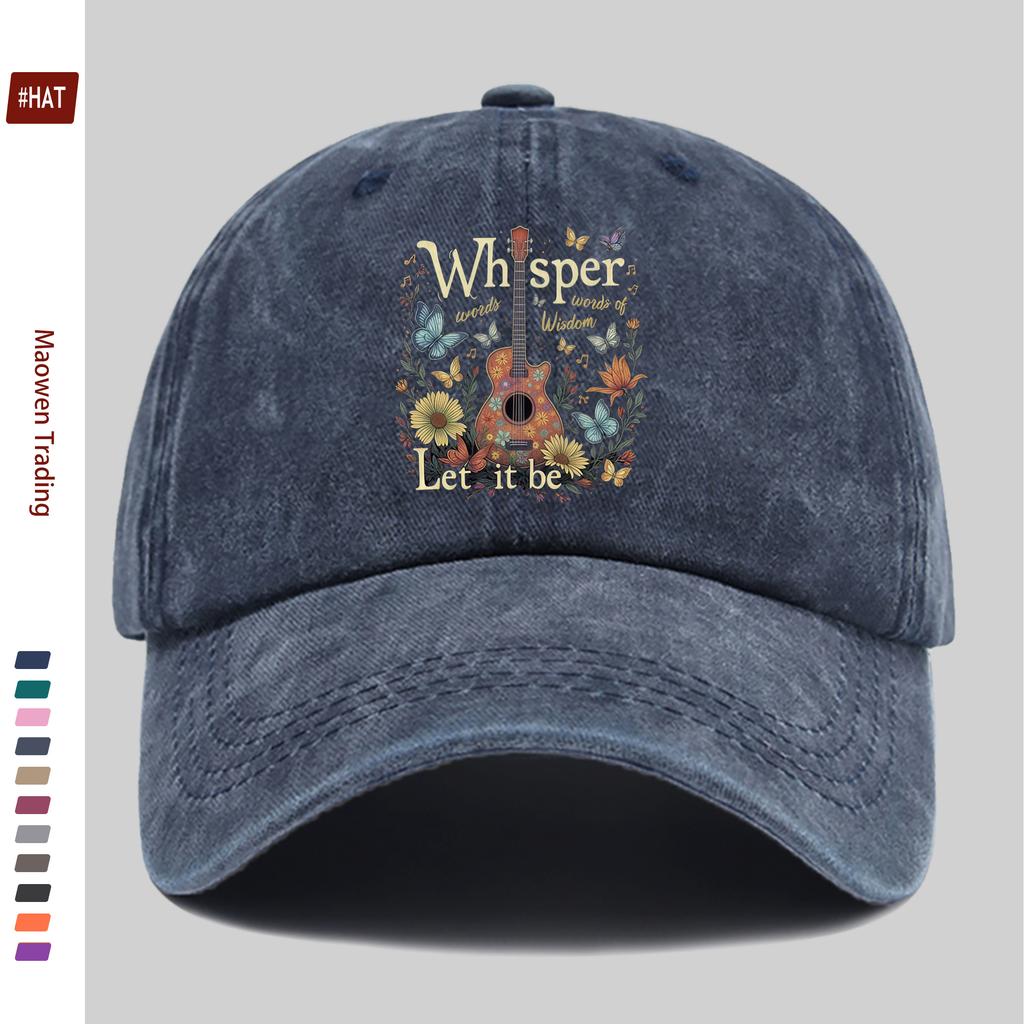 pc Women Vintage Trucker Baseball Cap with Butterfly Guitar Print Adjustable Buckle Strap Lightweight Suitable for Outdoo