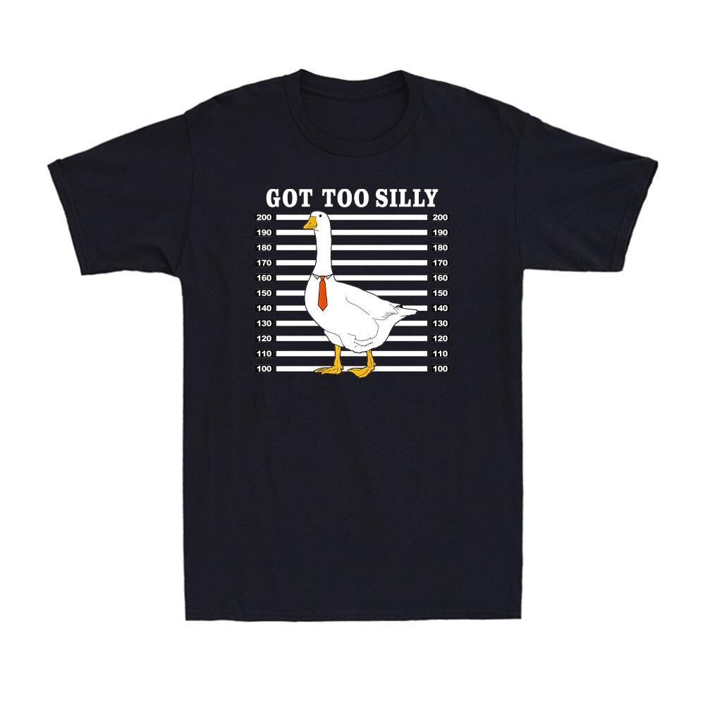 Goose Got Too Silly Funny Silly Goose Duck Animal Mugshot Meme Men's T-Shirt