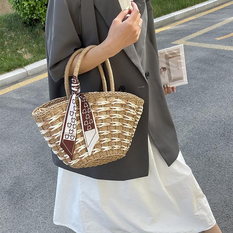 Straw Woven Tote Bag Holiday Travel Beach Portable Women's Handbag