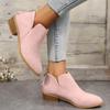 Short Boots Pointed Martin Boots Large Size Coarse Heel Back Zipper Shoes