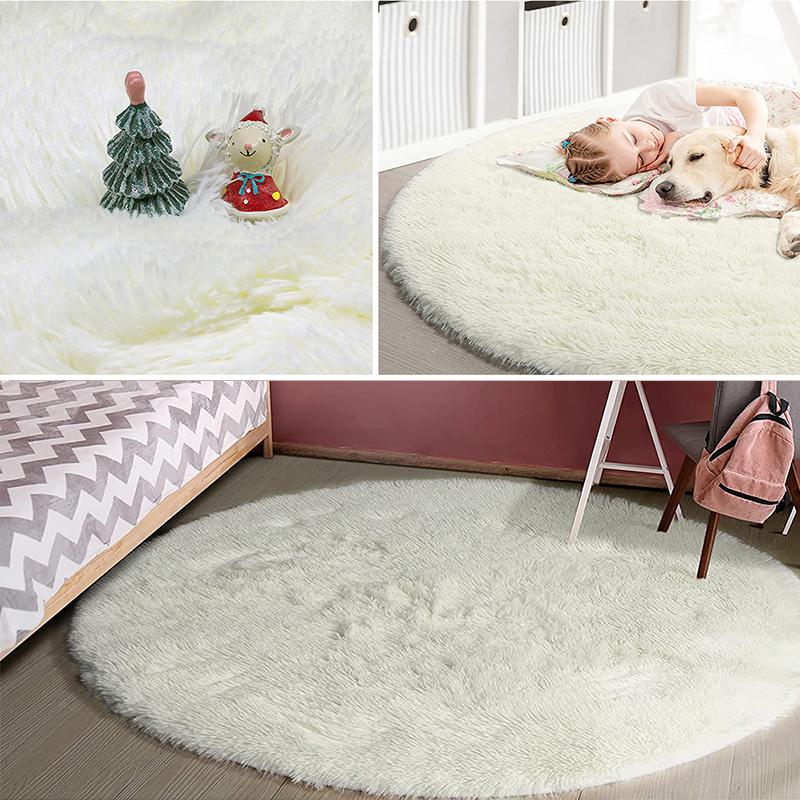 Розовый Круглый Ковер Пушистый Мягкий Коврик для Пола Детская Комната Девочек Замок Принцессы Плюшевый Ковер Гостиная Домашний Декор