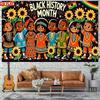 Black History Month Backdrop, African American Kids with Sunflowers and Traditional Clothes for Party Decoration