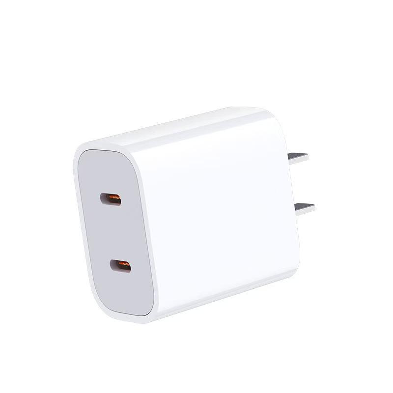 Быстрое зарядное устройство PD40W с двумя портами USB-C для устройств Apple - Стандарт США/ЕС, двойной порт