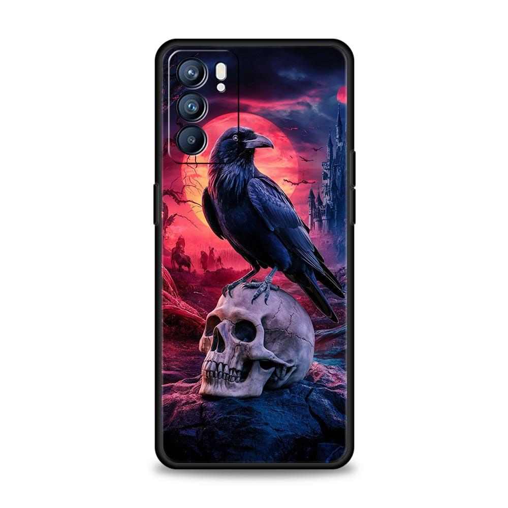 Черный Ворон Чехол для Телефона Для Oppo Reno 13 12 11 10 7 F Find X5 X6 A98 A80 A79 A78 A57 A54 A31 A17 Pro 5G Мягкий ТПУ Чехол Fundas Сумка