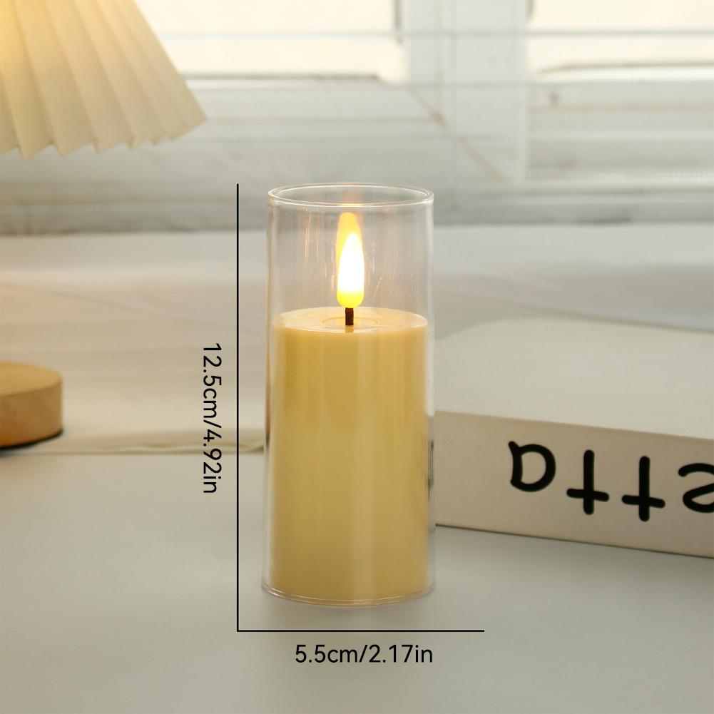 1/3Pcs LED Flameless Electric Candles Light Acrylic Glass Battery Flickering Fake Tealight for Wedding Party Christmas Decor