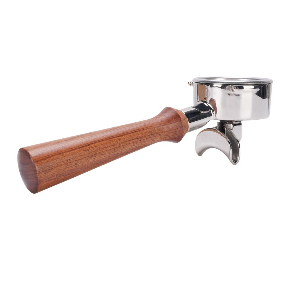 Портафильтр 58 мм с двойным носиком, портафильтр для кофемашины из нержавеющей стали с деревянной ручкой для замены