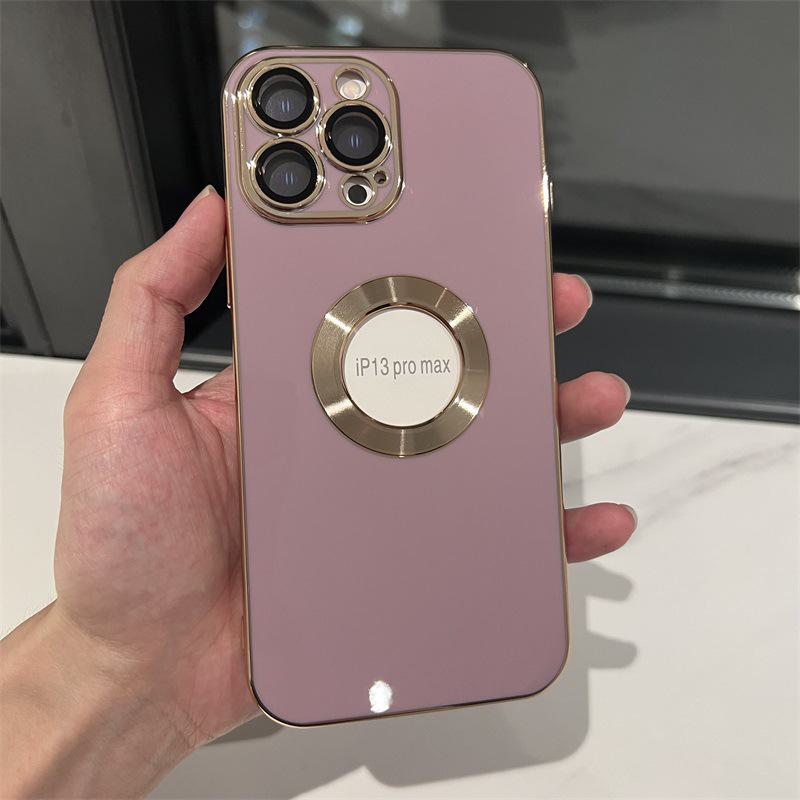 Чехол для iPhone с рисунком линзы зрачка CD для iPhone 11-14 - гальванизированный ТПУ сплошного цвета