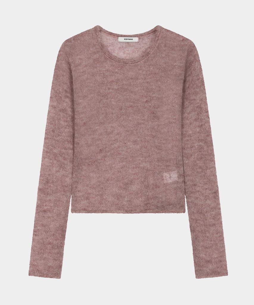 KISYNING Sheer Crew Neck Sleeve Knit (Purple)