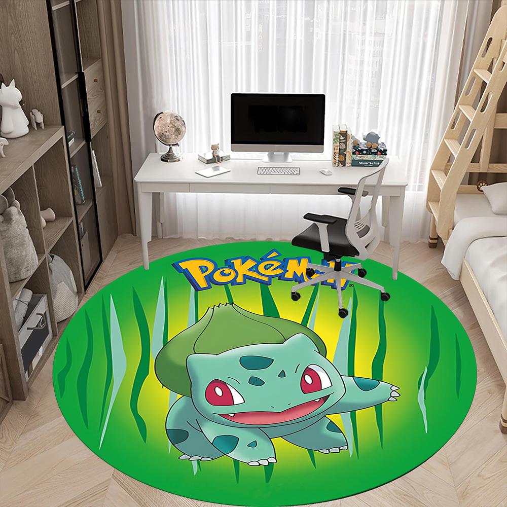1PC Bulbasaur, Pokémon Office Round Rug, Non-slip, Soft and Durable Office Rug for Interior Decoration, Perfect for Office yy250915079