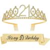 2pc/set Birthday Tiara Crown Sash Women Girls 18th 21Th 30Th 40Th 50Th 60Th 70Th 80Th Birthday Party Decoration Favor Gifts 5