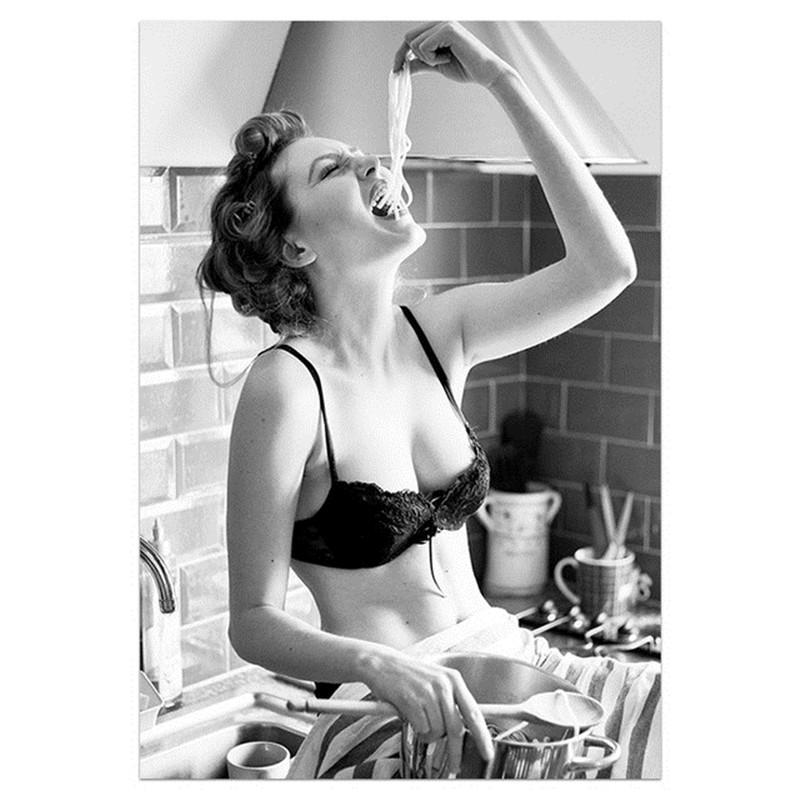 Черно-белая подводная женщина, холст, живопись, сексуальные женские модные постеры и принты, настенное искусство, современный декор для дома