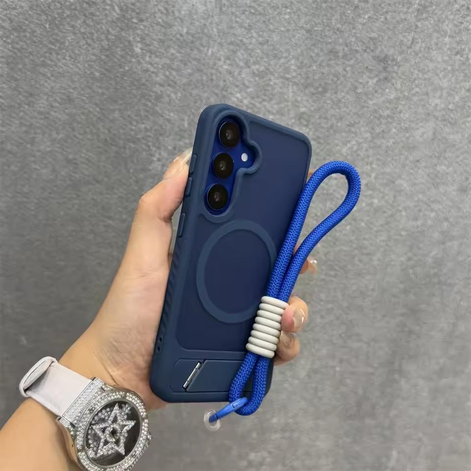 Модный браслет-шнурок чехол для Samsung Galaxy S26 S25 Ultra S24 S23 Plus FE S25Edge S26+ 45° Держатель Матовый Ударопрочный чехол