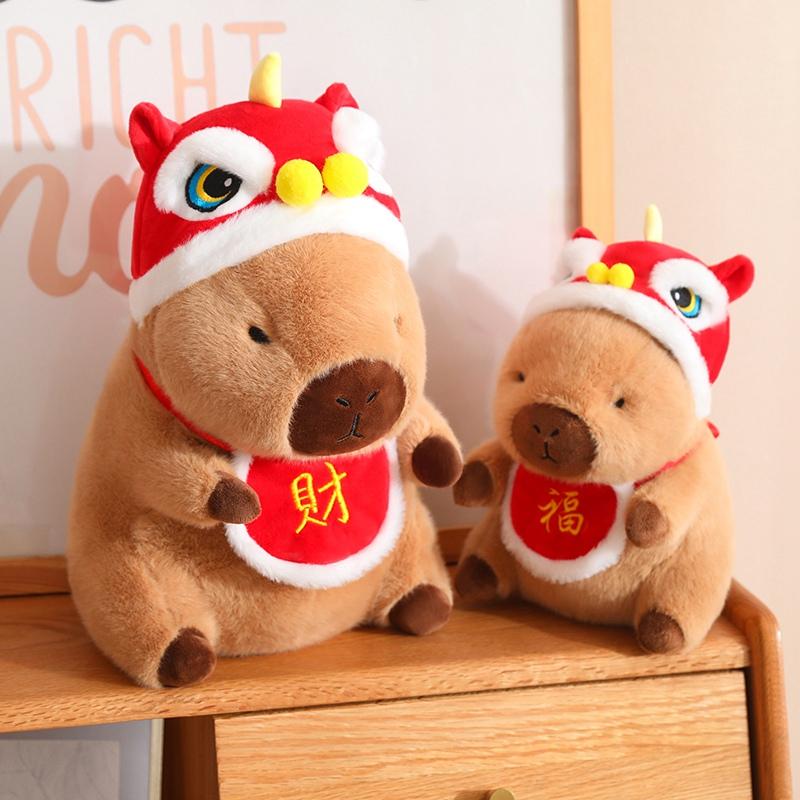 Плюшевая игрушка Капибара на Новый год Милая Капибара Аниме Пушистая игрушка Кавайная мягкая игрушка Вариант подарка на Рождество Мягкая текстура Плюшевые животные