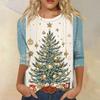Женская модная повседневная свободная футболка с круглым вырезом и рукавами 3/4 с принтом, женский топ