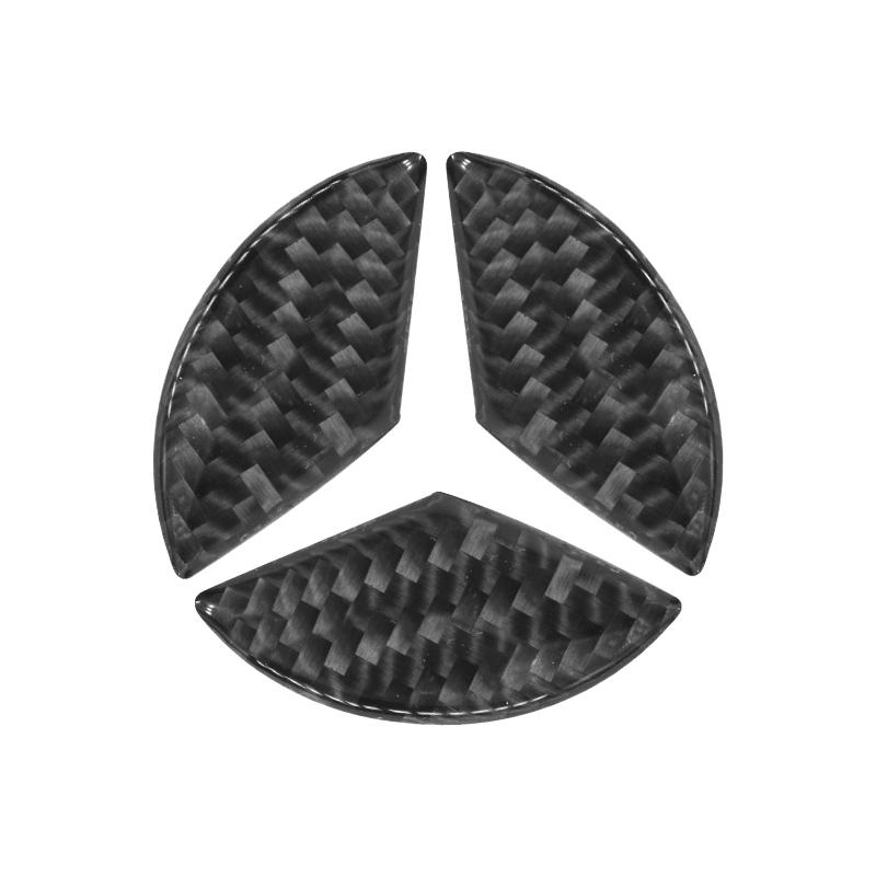 Carbon Fiber Car Logo Steering Wheel Airbag Decal Trim Stickers Interior Accessory For Mercedes-Benz GLA CLA New C E Class 16-19 o7