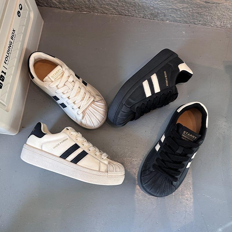 Color-polished Leather Little White Shoes Women's Autumn New Flat-bottomed Sports Shell-head Women's Shoes Are Not Tired of Casual Shoes