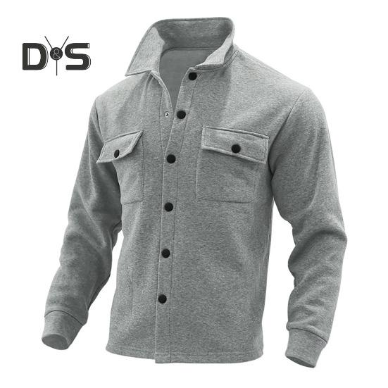 Men Jacket Lapel Single-breasted Top Solid Color Slim Thickened Warm Coat Casual Autumn Winter Outwear for Daily Wear