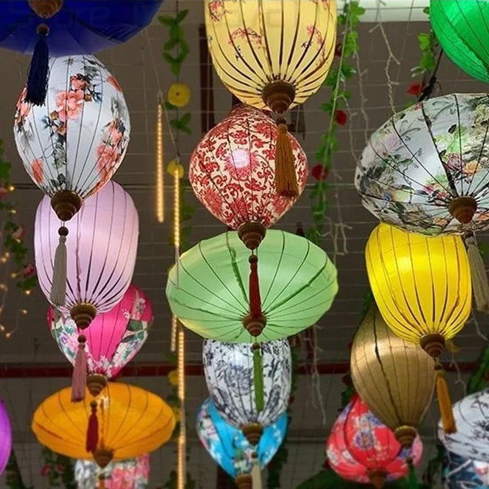 Handmade Fabric Retro Vietnamese Lantern Traditional Festival Japanese Lantern Wedding Party