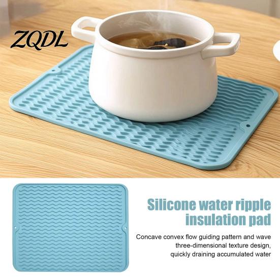 Wavy Texture Countertop Protector Silicone Dish Drying Mat, Heat Resistant Kitchen Counter Food Grade Mat Waterproof Placemat Utensil Drainer