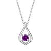 Necklace Natural Stone Amethyst February Birthstone Drop Motif Platinum Plated 925 Silver Jewelry Accessory Birthday Christmas Day Present Gift