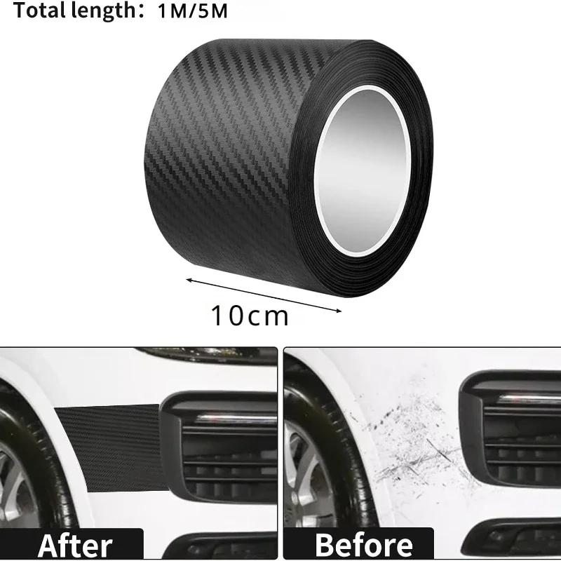 3D Nano Carbon Fiber Car Bumper Door Guard Protection Film Car Door Sill Protector Sticker Black Waterproof Anti Scratch Tape