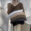 Women's Soft V-Neck Knit Sweater: Slim Fit Imitation Mink Fleece for Spring, Autumn, Winter