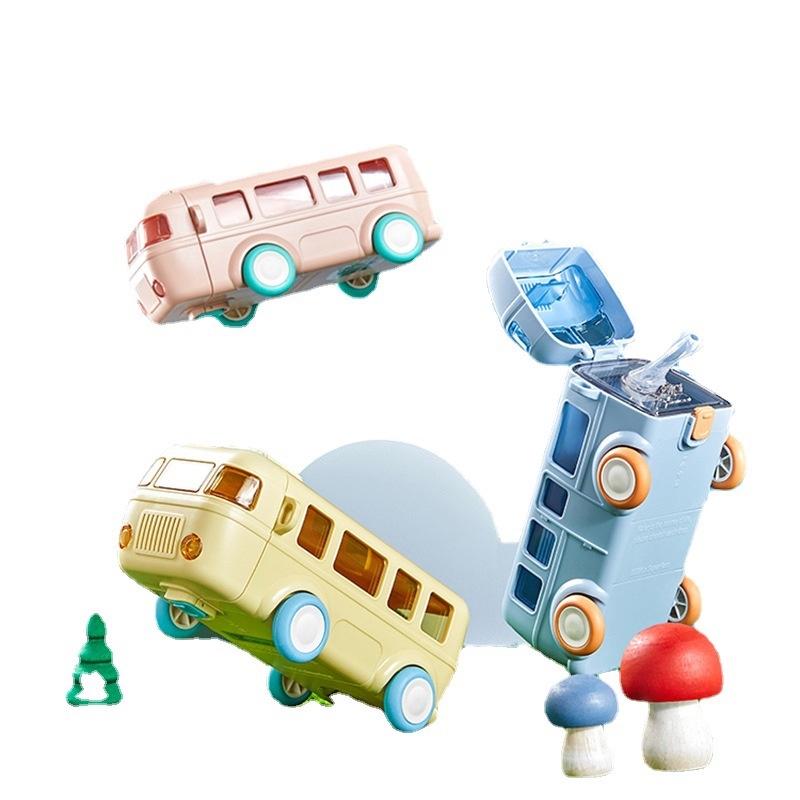 Креативная детская бутылка для воды из материала Tritan в виде автобуса с милой трубочкой для школьников и детей детского сада