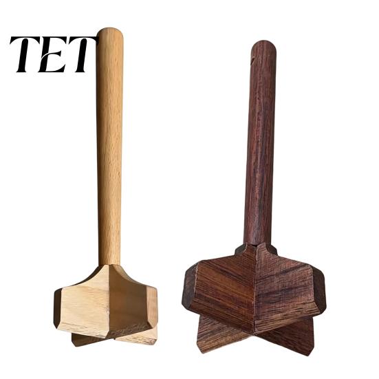 Ergonomic Handle Masher Wood Potato Masher, Comfortable Grip Manual Beef Chopper Nonstick Crusher Tool, Non-Toxic Durable Utensil for Cooking
