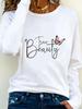 (Азиатский размер) бабочка тренд милый Принт Футболка Топ Женская одежда осень зима весна Повседневный Мода Топ с круглым вырезом Графический Длинный рукав Футболки
