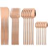 24Pcs Dinnerware Stainless Steel Tableware Set Gold Mirror Cutlery Kitchen Knife Fork Spoon Restaurant Wedding Flatware Set