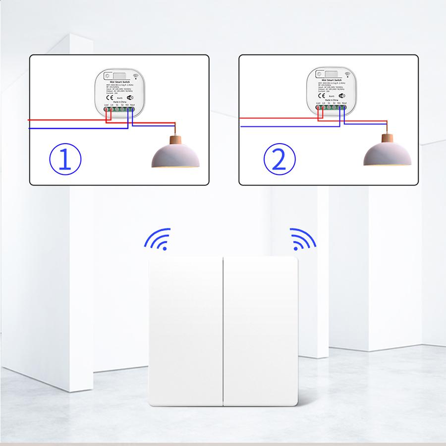 16A Tuya WiFi Smart Switch Беспроводной 433 МГц Автономный, без батареи, настенные выключатели Голосовое управление через приложение с Google Home Alexa