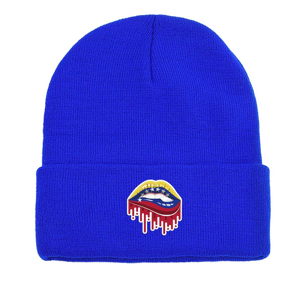 Venezuela Flag Mouth Warm Knit Hat Beanie, Patriotic Woman Cap Cancer Chemo Autumn Casual Headwear Knitted Hat Beanie