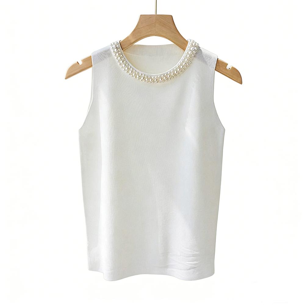 Summer Spring Women's Short Vest Sweet Sleeveless Top Elegant Knitted Vest Top Lady