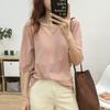 2025 Summer V-Neck Knit Short Sleeve Women's Slimming Top