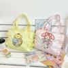 Pattern Lace Design Tote Bag With Transparent Compartment For Daily Use Girls