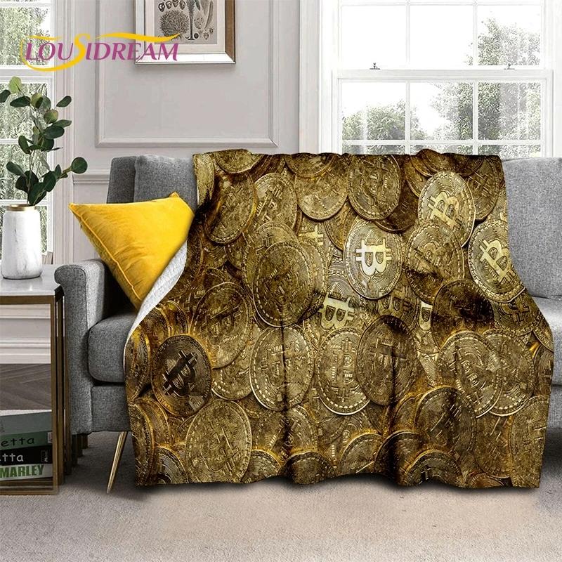 Bitcoin 3D Virtual Currency NFT Blanket,Soft Throw Blanket for Home Bedroom Bed Sofa Picnic Travel Office Cover Blanket Kid gift