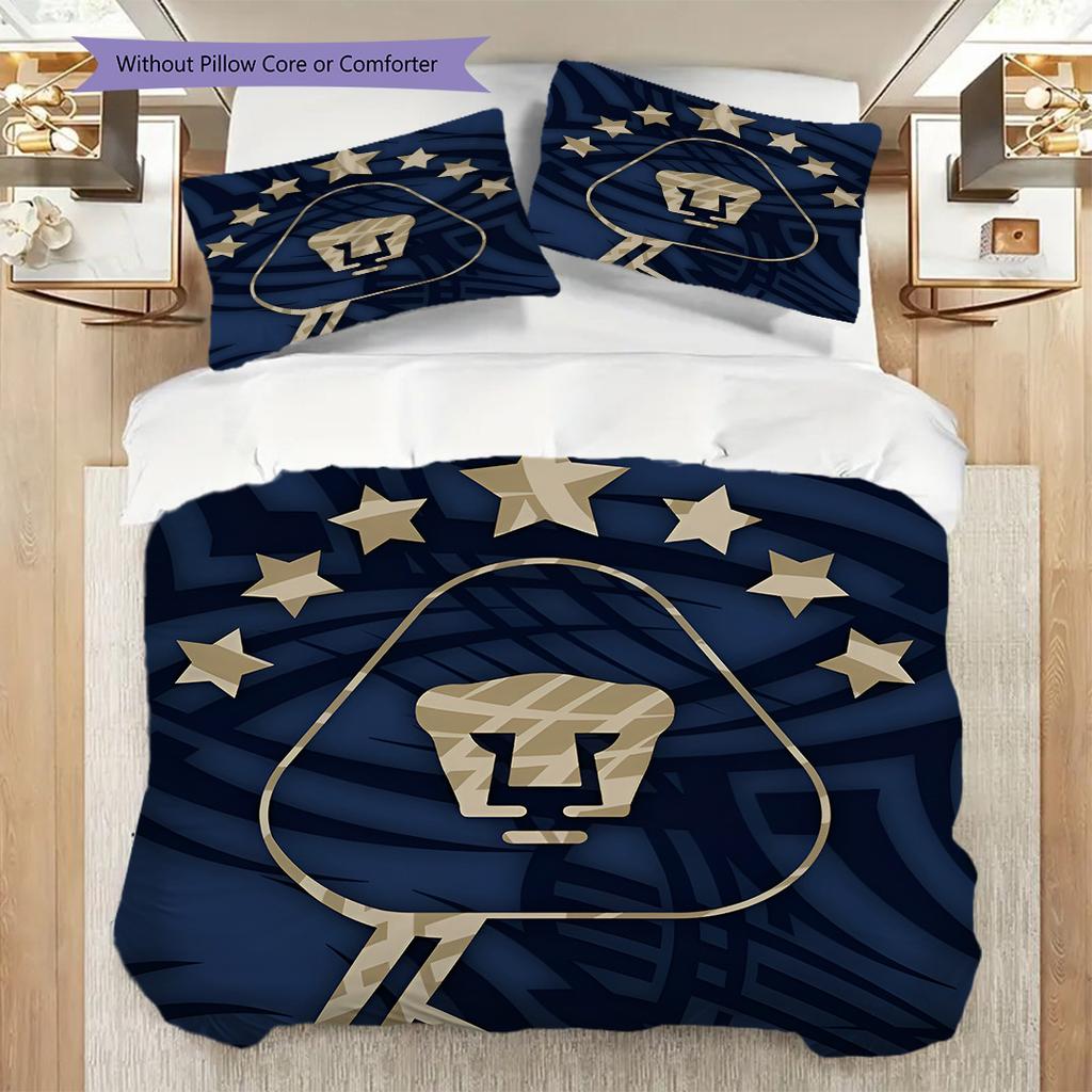 Pumas UNAM Узор Комплект постельного белья Одеяло Покрывало Наволочка Домашний Декор Подарок на День Рождения (1 пододеяльник + 2 наволочки, без наполнителя)