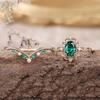 Qianzuo Emerald Zircon Ring European and American Alloy Inlaid Green Zircon Ring Rose Gold Couple Rings