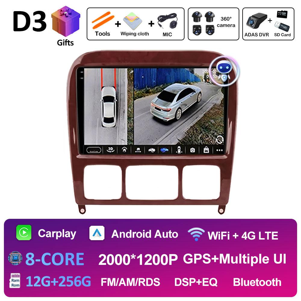 9-дюймовый Android 14 для Mercedes Benz S Class W220 S280 S320 S350 S400 S430 S500 S600 AMG 1998 - 2002 2003 2004 2005 Головное устройство BT