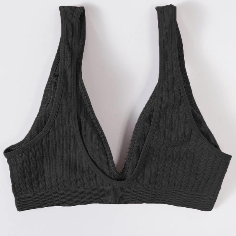 Женский бюстгальтер с глубоким v-образным вырезом, хлопковый бюстгальтер без косточек, сексуальный топ на бретелях с широким ремешком и открытой спиной, женское нижнее белье